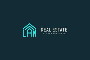 Initial letter LM roof logo real estate with creative and modern logo style vector