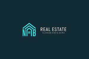 Initial letter NB roof logo real estate with creative and modern logo style vector