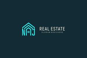 Initial letter NJ roof logo real estate with creative and modern logo style vector