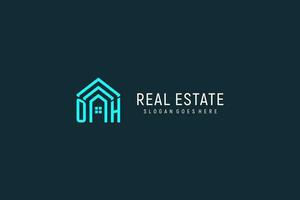 Initial letter OH roof logo real estate with creative and modern logo style vector