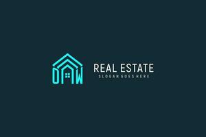 Initial letter OW roof logo real estate with creative and modern logo style vector