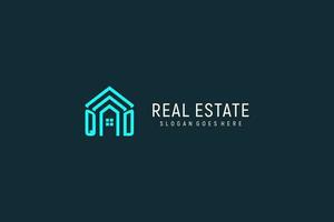 Initial letter QD roof logo real estate with creative and modern logo style vector