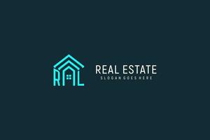 Initial letter RL roof logo real estate with creative and modern logo style vector