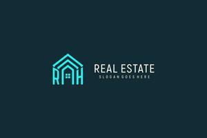 Initial letter RH roof logo real estate with creative and modern logo style vector