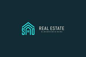 Initial letter SO roof logo real estate with creative and modern logo style vector
