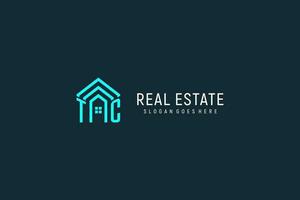 Initial letter TC roof logo real estate with creative and modern logo style vector