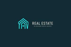 Initial letter TV roof logo real estate with creative and modern logo style vector