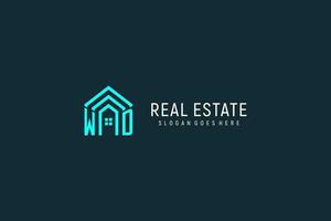 Initial letter WD roof logo real estate with creative and modern logo style vector