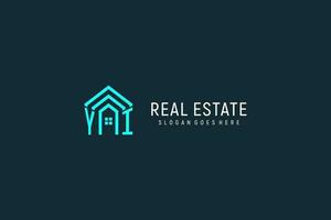 Initial letter YI roof logo real estate with creative and modern logo style vector