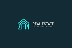 Initial letter ZM roof logo real estate with creative and modern logo style vector