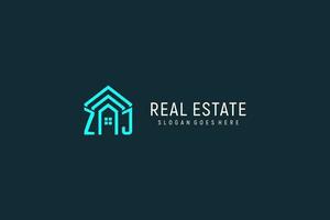 Initial letter ZJ roof logo real estate with creative and modern logo style vector