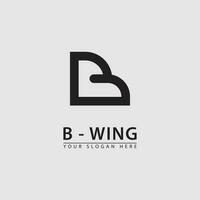 minimal initial letter B bird wing logo icon vector