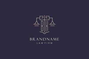 Initial letter BK logo with scale of justice logo design, luxury legal logo geometric style vector