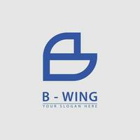 minimal initial B bird wing logo icon vector