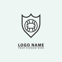 elegant volleyball shield logo icon. vector