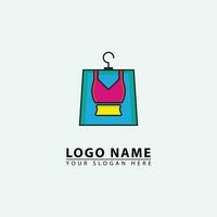 elegant shopping woman clothes logo icon. vector