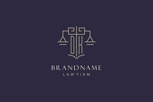 Initial letter DK logo with scale of justice logo design, luxury legal logo geometric style vector