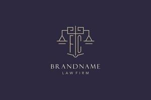 Initial letter FC logo with scale of justice logo design, luxury legal logo geometric style vector