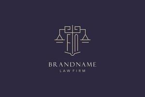 Initial letter FN logo with scale of justice logo design, luxury legal logo geometric style vector