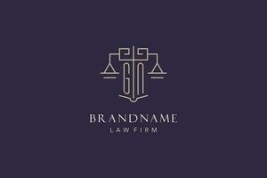 Initial letter GN logo with scale of justice logo design, luxury legal logo geometric style vector