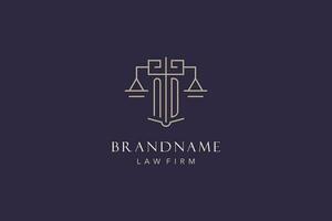 Initial letter ND logo with scale of justice logo design, luxury legal logo geometric style vector