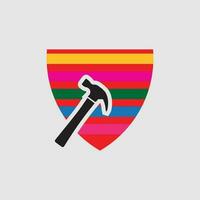 elegant hammer shield logo icon. vector