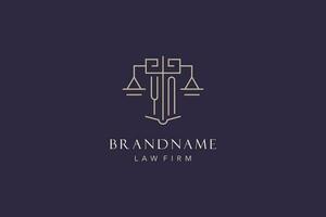 Initial letter YN logo with scale of justice logo design, luxury legal logo geometric style vector