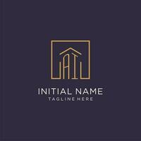 AI initial square logo design, modern and luxury real estate logo style vector