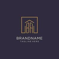 BA initial square logo design, modern and luxury real estate logo style vector