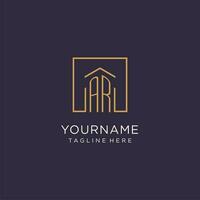 AR initial square logo design, modern and luxury real estate logo style vector