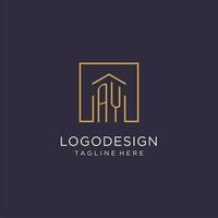 AY initial square logo design, modern and luxury real estate logo style vector