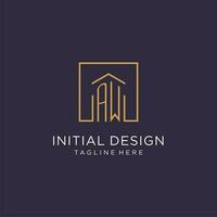 aw inicial cuadrado logo diseño, moderno y lujo real inmuebles logo estilo vector