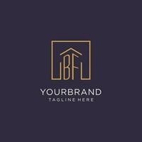 BF initial square logo design, modern and luxury real estate logo style vector