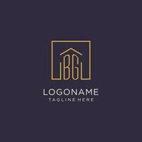 BG initial square logo design, modern and luxury real estate logo style vector