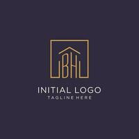 BH initial square logo design, modern and luxury real estate logo style vector