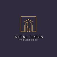 BJ initial square logo design, modern and luxury real estate logo style vector