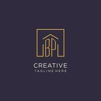 BP initial square logo design, modern and luxury real estate logo style vector