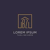 BZ initial square logo design, modern and luxury real estate logo style vector