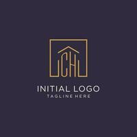 CH initial square logo design, modern and luxury real estate logo style vector