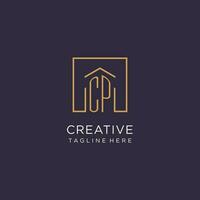 CP initial square logo design, modern and luxury real estate logo style vector