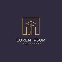 CM initial square logo design, modern and luxury real estate logo style vector