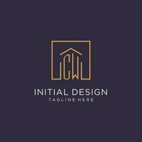 CW initial square logo design, modern and luxury real estate logo style vector