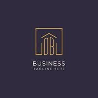 DB initial square logo design, modern and luxury real estate logo style vector