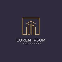 DM initial square logo design, modern and luxury real estate logo style vector