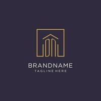 DN initial square logo design, modern and luxury real estate logo style vector