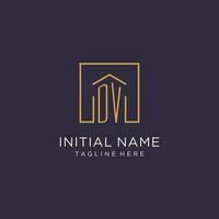 DV initial square logo design, modern and luxury real estate logo style vector