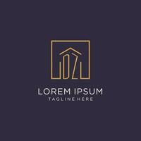 DZ initial square logo design, modern and luxury real estate logo style vector