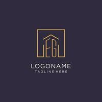 EG initial square logo design, modern and luxury real estate logo style vector