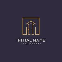 EI initial square logo design, modern and luxury real estate logo style vector