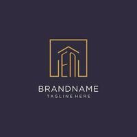 EN initial square logo design, modern and luxury real estate logo style vector